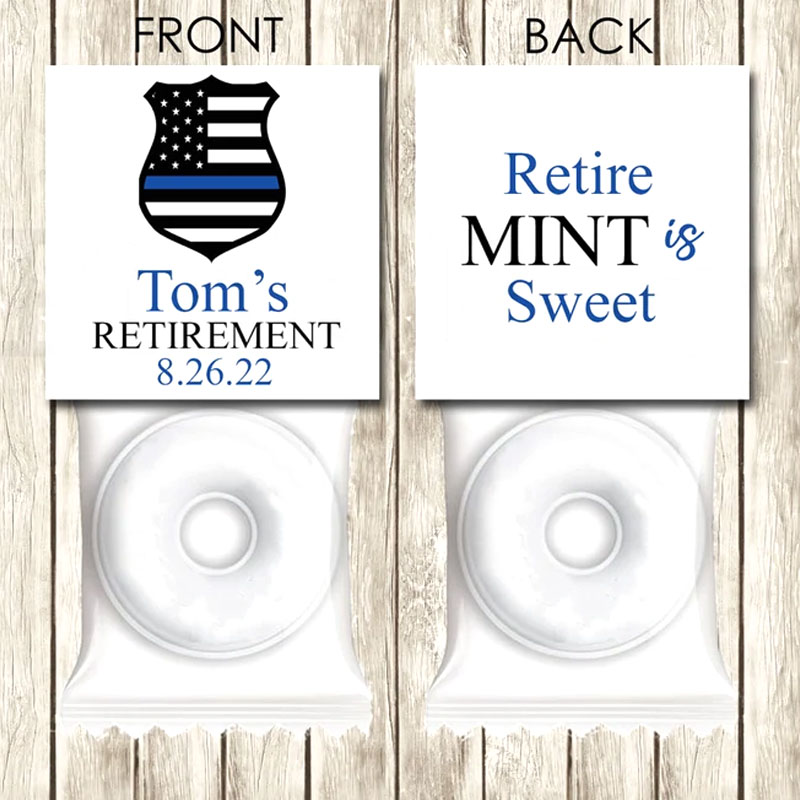 Firefighter Theme Editable Retirement Mint Favors, Police Theme