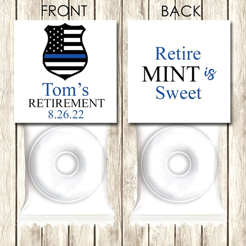 Firefighter Theme Editable Retirement Mint Favors, Police Theme