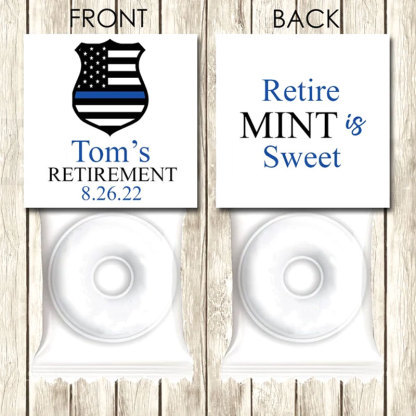Firefighter Theme Editable Retirement Mint Favors, Police Theme