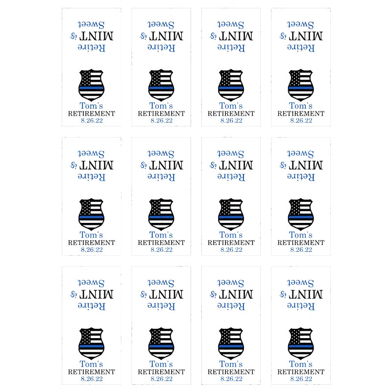 Firefighter Theme Editable Retirement Mint Favors, Police Theme