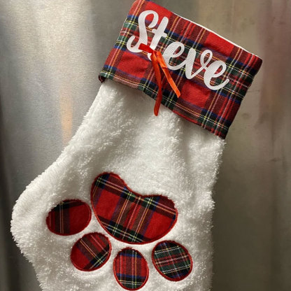 Personalized Dog Christmas Stocking Plaid Dog Christmas Stocking, Cat stocking