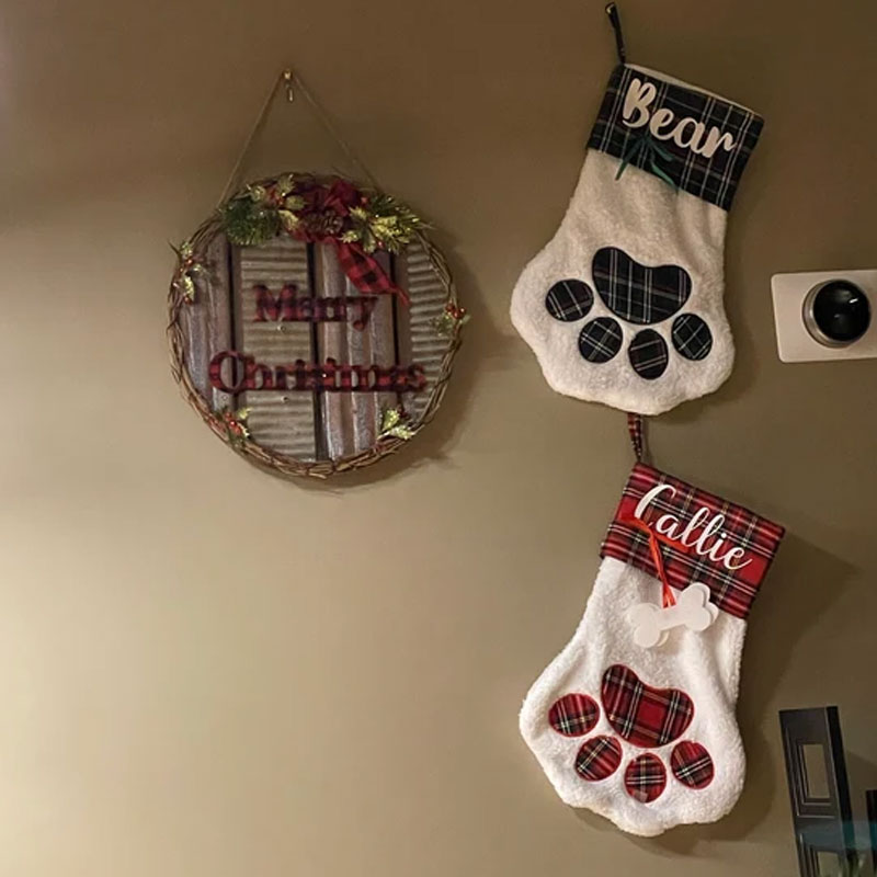 Personalized Dog Christmas Stocking Plaid Dog Christmas Stocking, Cat stocking