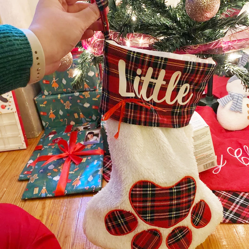 Personalized Dog Christmas Stocking Plaid Dog Christmas Stocking, Cat stocking