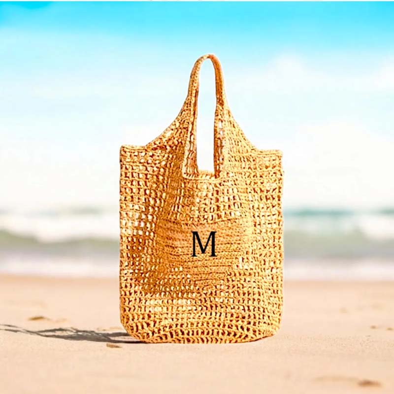 MI Alphabet Tote Bag – Wiederverwendbare Canvas-Tragetasche, 37x32 Cm, Mit Marmor-Druck