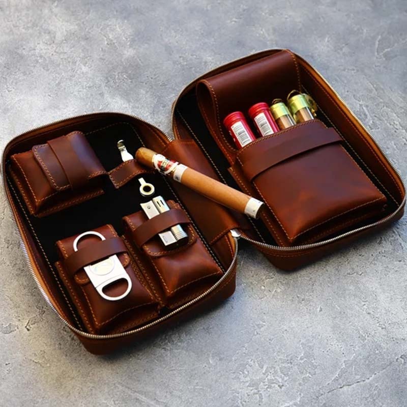 Personalized Leather Cigar Case- Leather Cigar Holder- Leather Case for Cigar