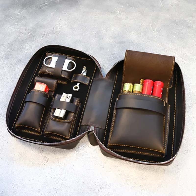 Personalized Leather Cigar Case- Leather Cigar Holder- Leather Case for Cigar