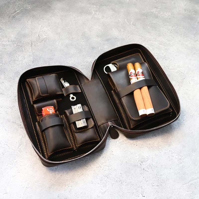 Personalized Leather Cigar Case- Leather Cigar Holder- Leather Case for Cigar