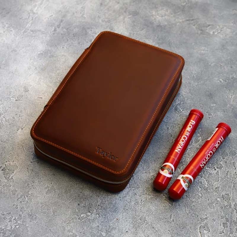 Personalized Leather Cigar Case- Leather Cigar Holder- Leather Case for Cigar