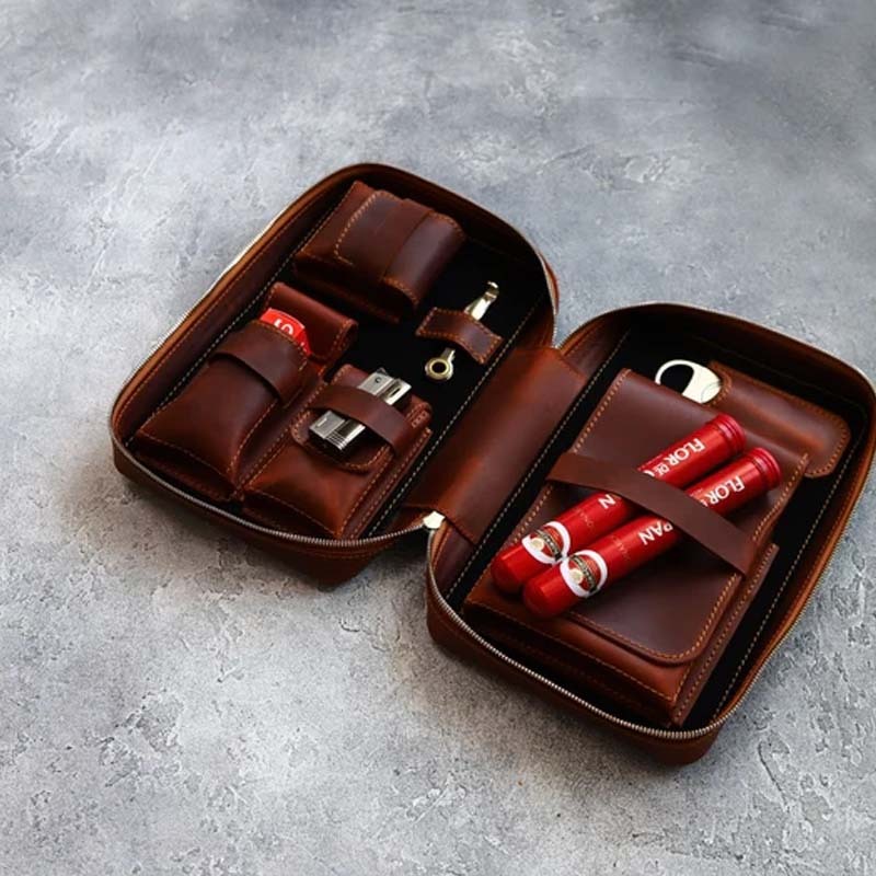Personalized Leather Cigar Case- Leather Cigar Holder- Leather Case for Cigar
