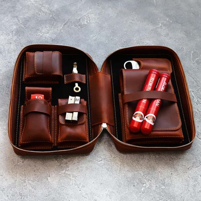 Personalized Leather Cigar Case- Leather Cigar Holder- Leather Case for Cigar