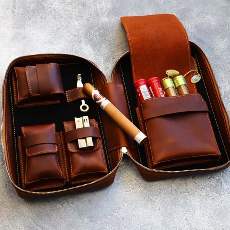 Personalized Leather Cigar Case- Leather Cigar Holder- Leather Case for Cigar