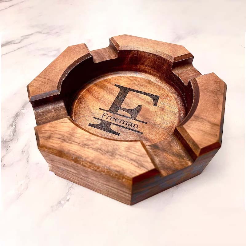 Personalized Cigar Ashtray Cigar Holder Unique Ashtray Walnut Ashtray