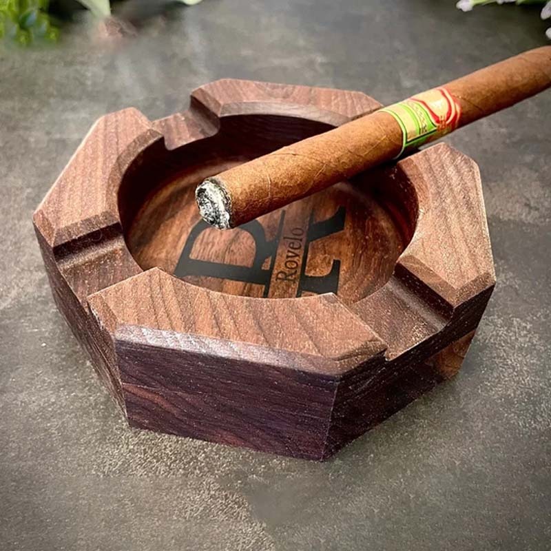 Personalized Cigar Ashtray Cigar Holder Unique Ashtray Walnut Ashtray