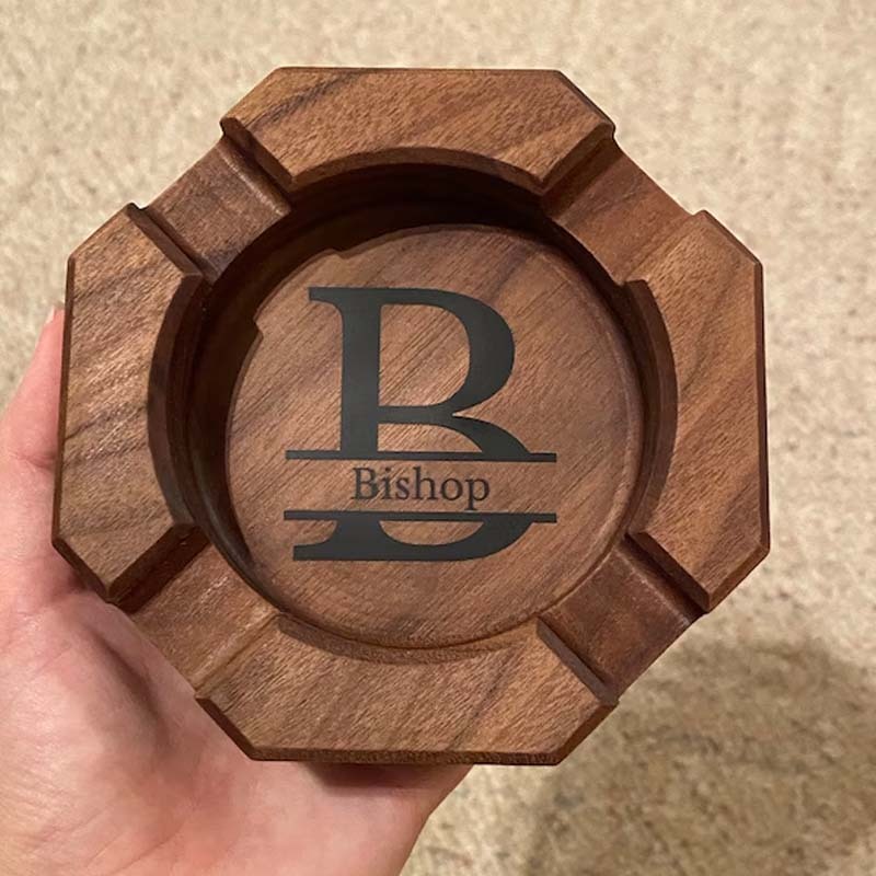 Personalized Cigar Ashtray Cigar Holder Unique Ashtray Walnut Ashtray
