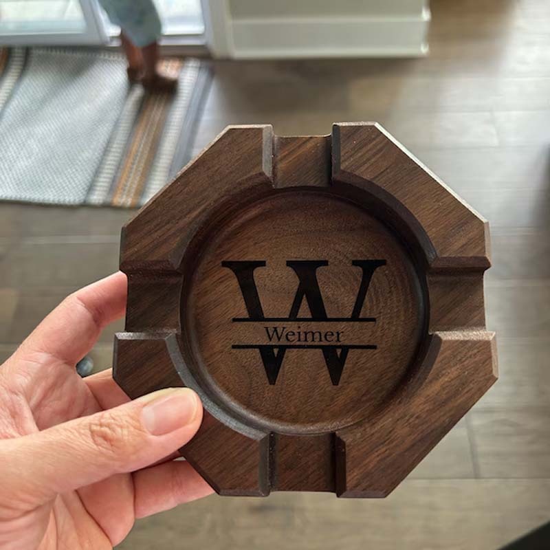 Personalized Cigar Ashtray Cigar Holder Unique Ashtray Walnut Ashtray