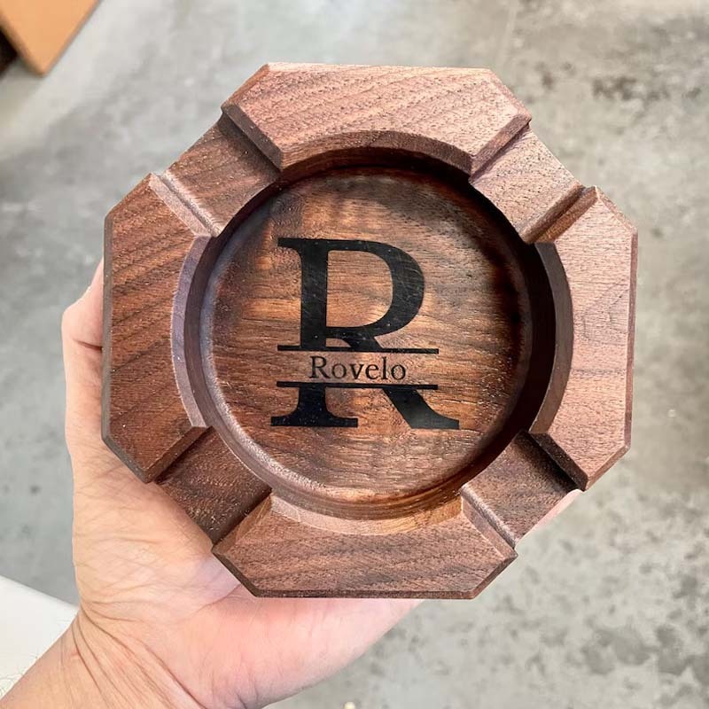 Personalized Cigar Ashtray Cigar Holder Unique Ashtray Walnut Ashtray