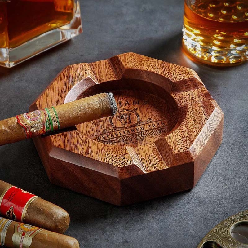 Ellington Custom Cigar Ashtray Wood - Personalized Ash Tray, Customized Ash Tray, Wooden Ash Tray