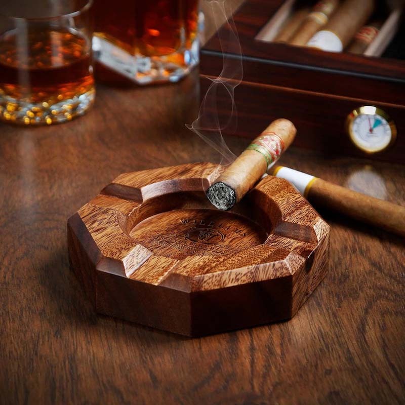 Ellington Custom Cigar Ashtray Wood - Personalized Ash Tray, Customized Ash Tray, Wooden Ash Tray