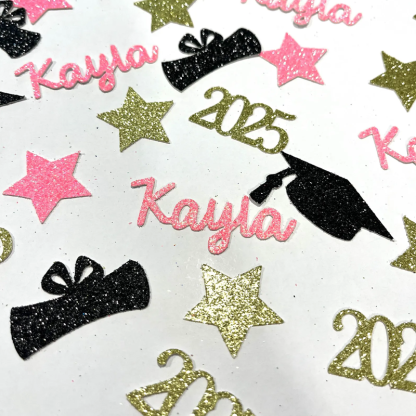 Personalized Graduation Confetti: Custom Name & Year for Class of 2025 Party Decorations, 150 pieces