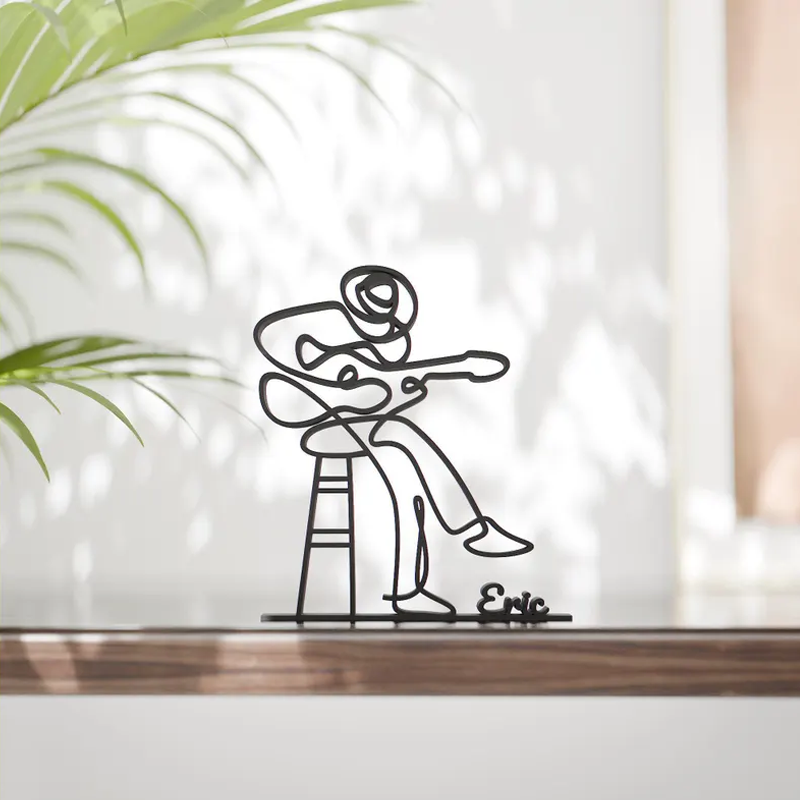 Acoustic Guitarist Customized Line Art Figure 3D Printed Gift