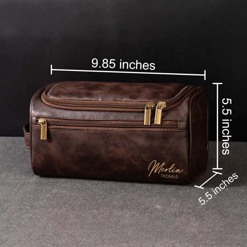 Men's Leather Toiletry Bag Personalized Men's Gift Leather Accessory