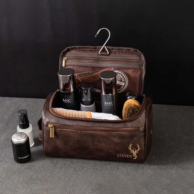 Men's Leather Toiletry Bag Personalized Men's Gift Leather Accessory