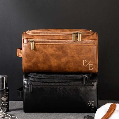 Men's Leather Toiletry Bag Personalized Men's Gift Leather Accessory