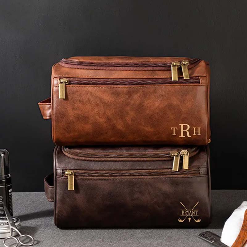Men's Leather Toiletry Bag Personalized Men's Gift Leather Accessory