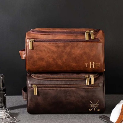 Men's Leather Toiletry Bag Personalized Men's Gift Leather Accessory