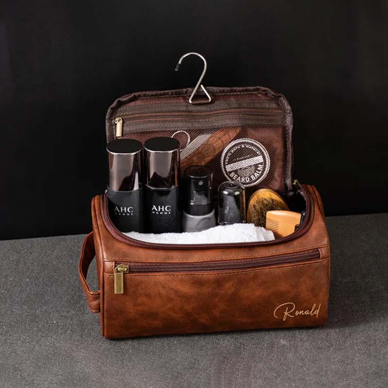 Men's Leather Toiletry Bag Personalized Men's Gift Leather Accessory