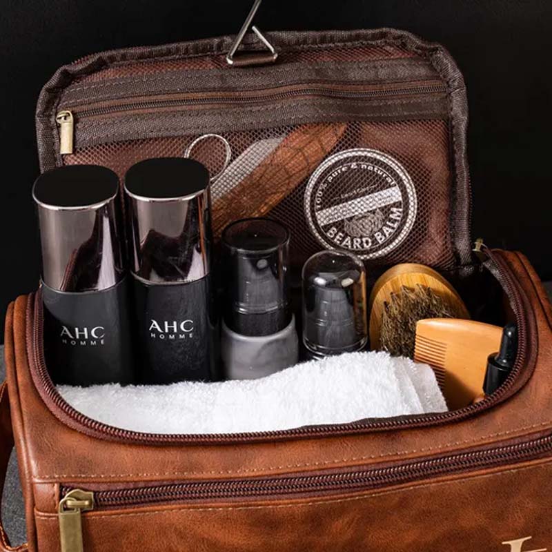 Men's Leather Toiletry Bag Personalized Men's Gift Leather Accessory