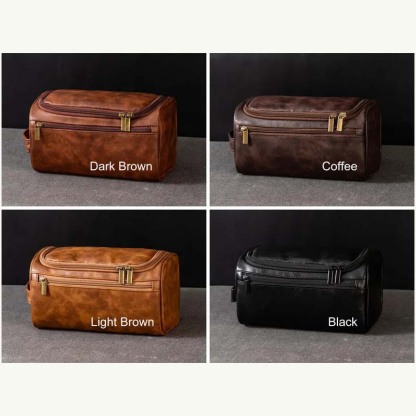 Men's Leather Toiletry Bag Personalized Men's Gift Leather Accessory