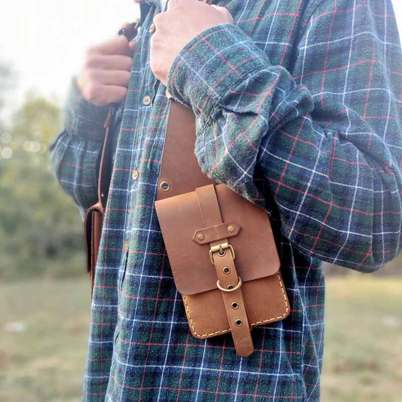 Rustic Leather Holster Bag Leather Shoulder Bag Leather Chest Bag