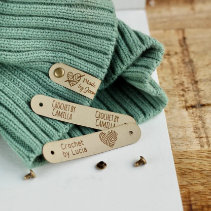 Custom knitting tags - Set of Personalized faux leather labels for knitted