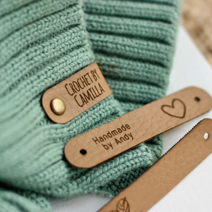 Custom knitting tags - Set of Personalized faux leather labels for knitted