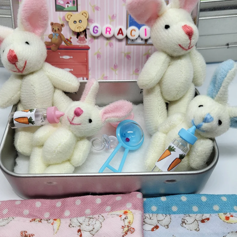 Bunny mummy tiny plush pocket tin bunny mummy gift mummy baby bunny