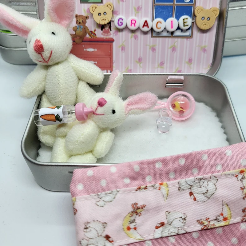 Bunny mummy tiny plush pocket tin bunny mummy gift mummy baby bunny