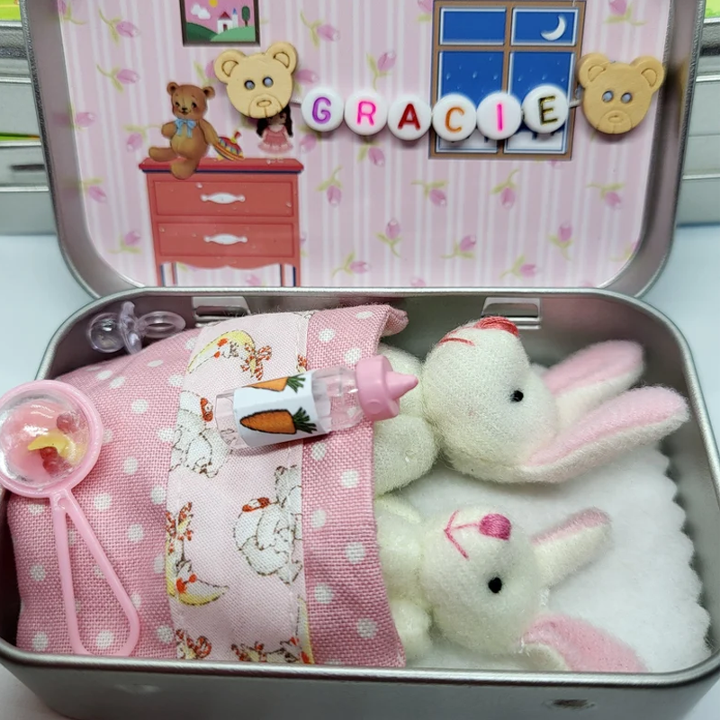 Bunny mummy tiny plush pocket tin bunny mummy gift mummy baby bunny