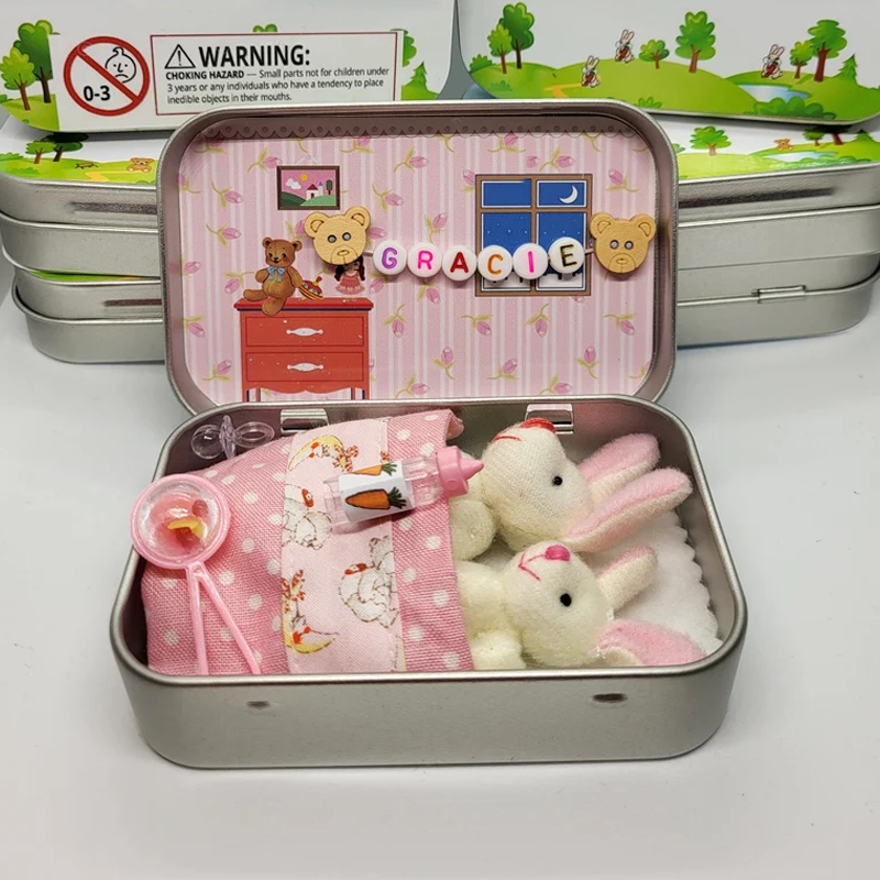 Bunny mummy tiny plush pocket tin bunny mummy gift mummy baby bunny