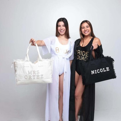 Bridesmaid Tote Tote for Bride Gift for Bride Fringe Bag with pearls Honeymoon Bag