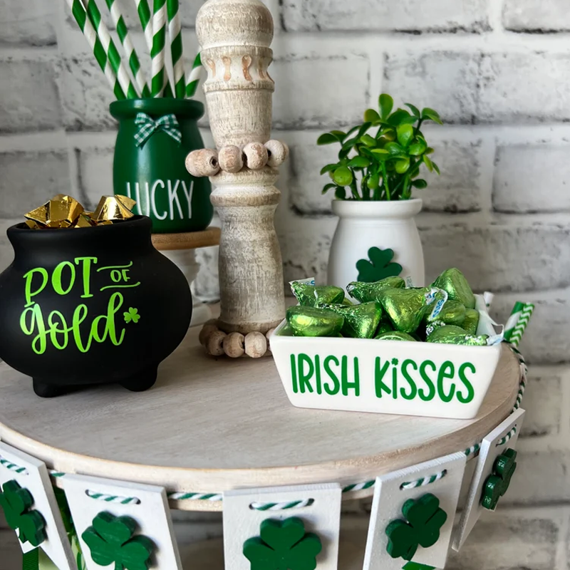 St Patrick's tiered tray St. Patrick's Day Tiered Tray Decor Irish Kisses