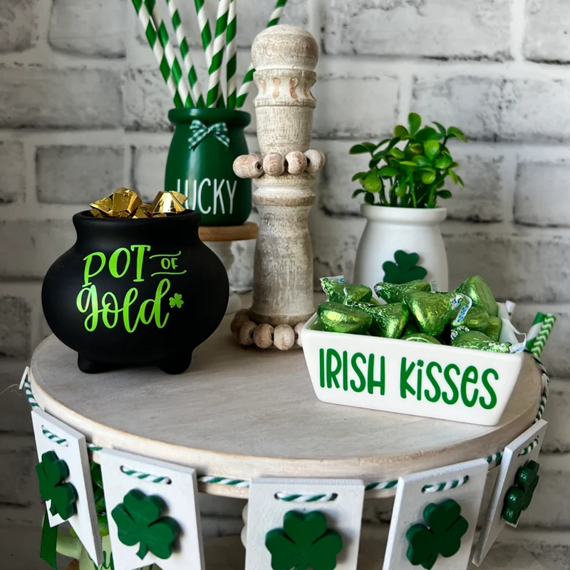 St Patrick's tiered tray St. Patrick's Day Tiered Tray Decor Irish Kisses