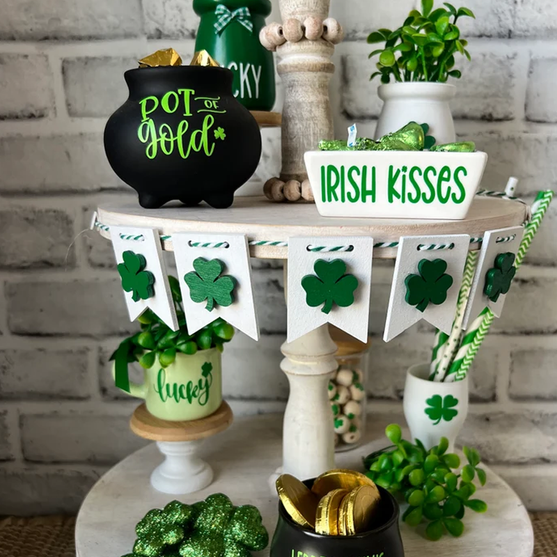 St Patrick's tiered tray St. Patrick's Day Tiered Tray Decor Irish Kisses