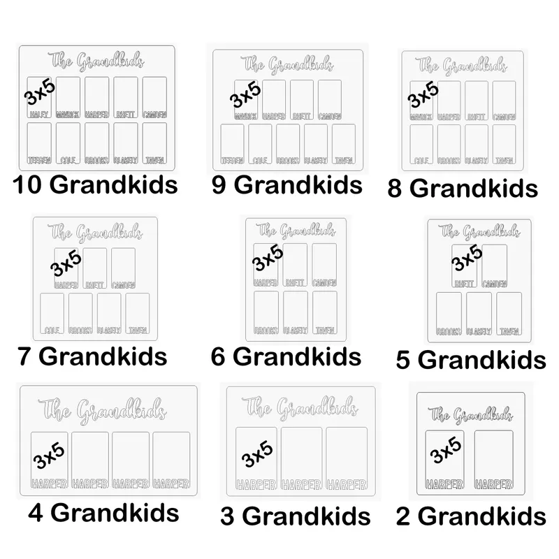 Grandchildren Picture Frame Personalized with names 2-10 kids