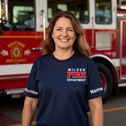 Firefighter Shirt Personalized Name, Badge Number and Fire Department