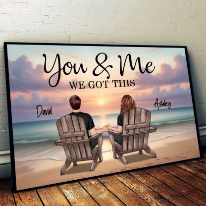 Eternal Sunset Personalized Beach Landscape Couple Poster Anniversary Gift Wedding Gift