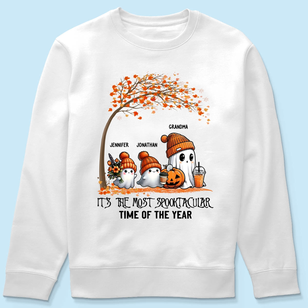 It's The Most Spooktacular Time Of The Year Grandma Spooky Ghost Personalized Shirt, Fall Halloween Sweater