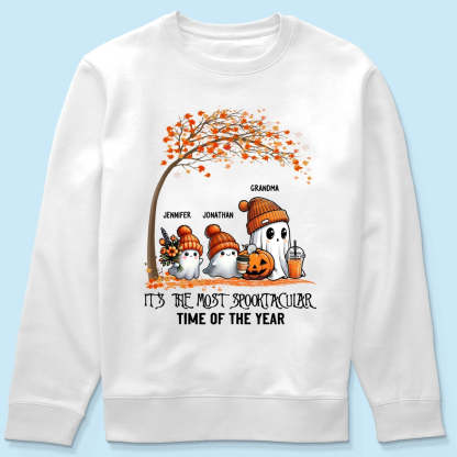It's The Most Spooktacular Time Of The Year Grandma Spooky Ghost Personalized Shirt, Fall Halloween Sweater