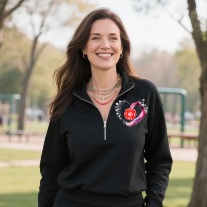 Fire Rescue Firefighter Beautiful Heart Personalized Black Zip Pullover Sweatshirt