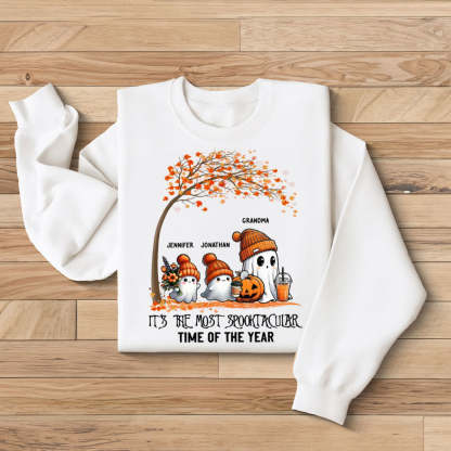 It's The Most Spooktacular Time Of The Year Grandma Spooky Ghost Personalized Shirt, Fall Halloween Sweater